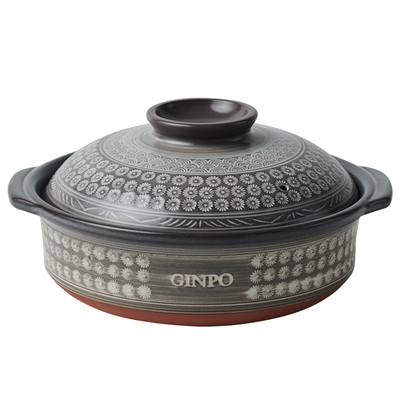 Ginpo万古烧华纹三岛砂锅煲汤锅