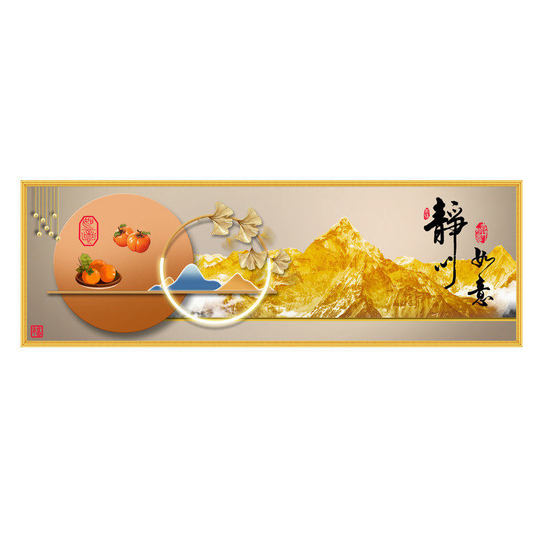 卧室床头画背靠金山静心如意自粘