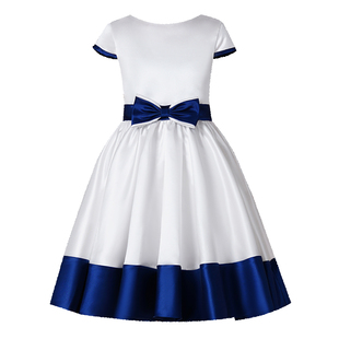 女童高端合唱团演出服小女孩钢琴演奏公主裙学生主持人礼服拼色新