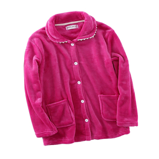 女士法兰绒睡衣长袖单件家居服开衫珊瑚绒上衣甜美加厚大码休闲