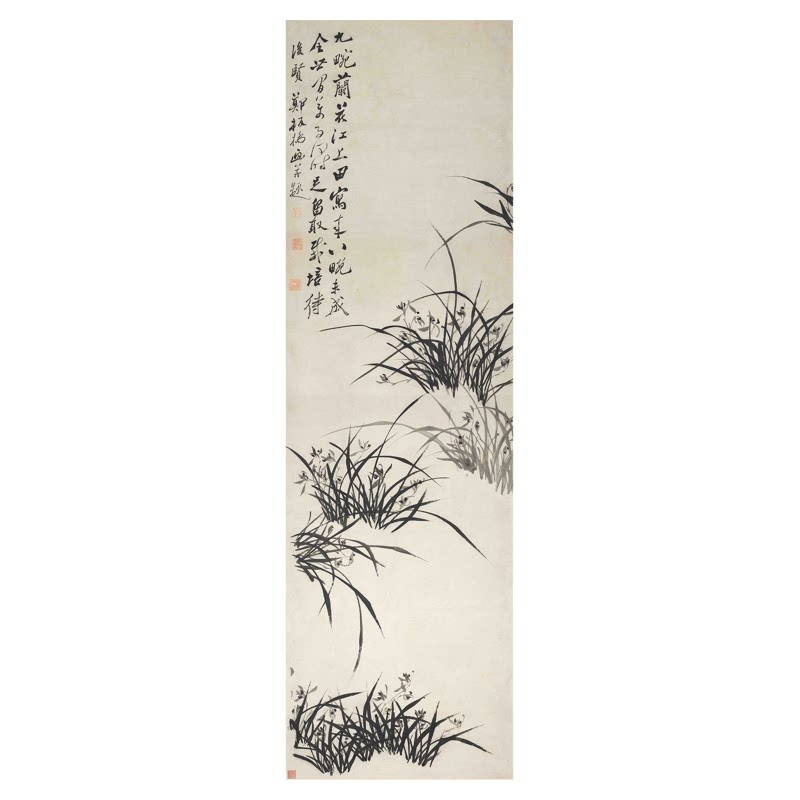 郑板桥墨兰图新中式客厅挂画