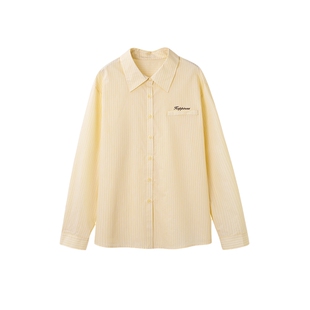 时然大码春日元气衬衫微胖条纹女装衬衣春季新品上衣微胖mm显瘦