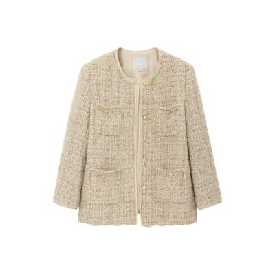 REVAN芮范设计师款缎料拼接粗花呢外套RL10110224