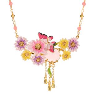 Juicy Grape莫奈花园原创设计轻奢小众设计感蝴蝶花朵项链女款夏