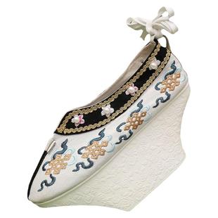 古风汉服鞋子女清宫花盆底格格鞋明制登云履复古民族风绣花宫女鞋