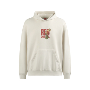 REDCHARCOAL红炭米白色老鼠印花连帽卫衣男秋季新款美式男士上衣