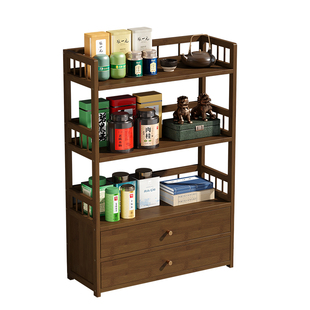 博古架置物架多功能茶柜茶台玄关多宝阁书架竹楠竹多层储物架中式