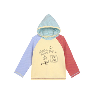 小O爸男婴童 宝宝长袖t恤春秋2026新款婴儿连帽棉质百搭打底衫