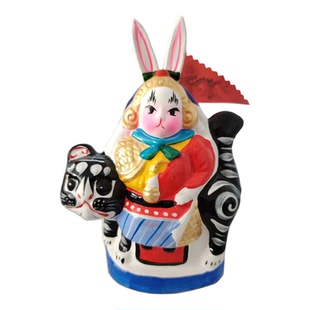 北京兔儿爷非遗泥塑泥人桌面摆件节日手工伴手礼送长辈文创小玩偶