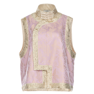 【奚梦瑶同款】花木深国风桑蚕丝马甲盘扣坎肩无袖提花新中式马夹