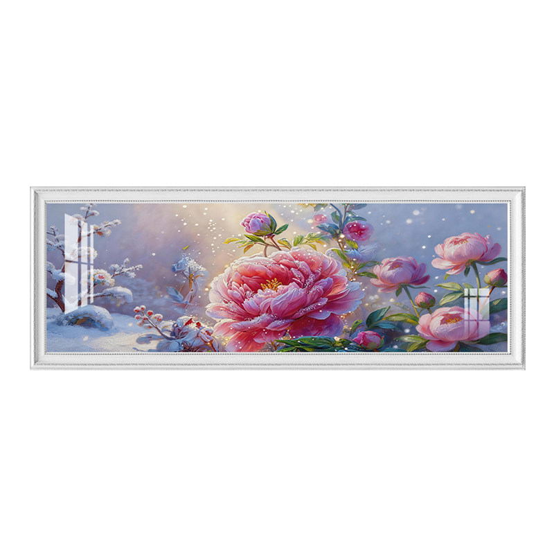 东方美学牡丹轻奢卧室背景墙挂画