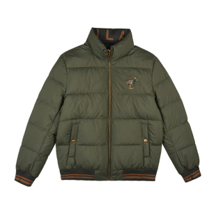 雷迪波尔旗下品牌古劳吉那诺2024秋冬新款男装烫钻刺绣立领羽绒服