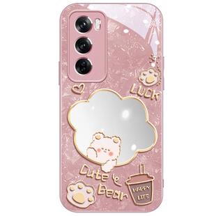 镜面小熊适用OPPOReno14手机壳女款reno15pro趣味findx9可爱reno11补妆镜子10pro真玻璃13保护套8防摔12p清新
