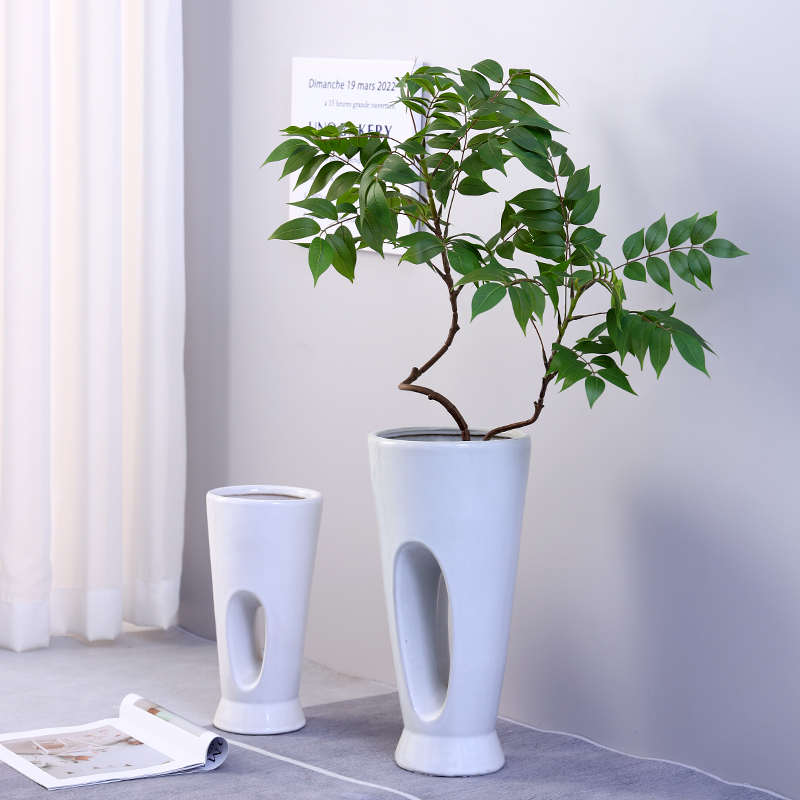 白色家用陶瓷花盆客厅兰花虎皮兰茉莉专用冬青花瓶三角梅高款落地