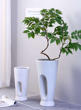 白色家用陶瓷花盆客厅兰花虎皮兰茉莉专用冬青花瓶三角梅高款落地