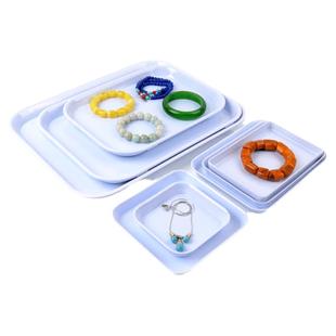 珠宝首饰展示盘托盘白色塑料碟翡翠玉耳环珠子饰品戒指项链收纳盘