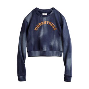 马登grunge风仿蜡染卫衣字母印花长袖T恤休闲圆领套头上衣春季女