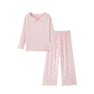 优可丝女童睡衣夏季薄儿童短袖家居服套装2026新款宝宝空调服