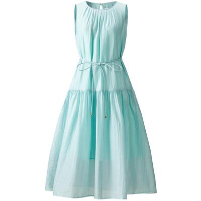 太平鸟薄纱薄荷绿色度假连衣裙2025A1FAF2478