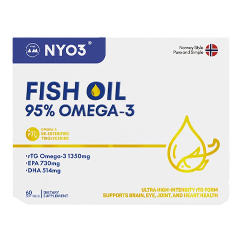 NYO3诺威佳挪威进口95%高纯鱼油omega3深海鱼油rTG型DHA成人60粒