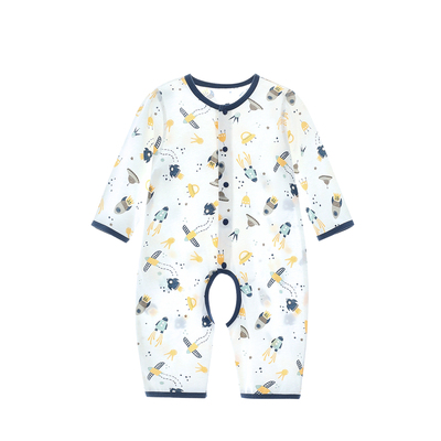 婴儿开裆连体衣夏季薄款宝宝睡衣