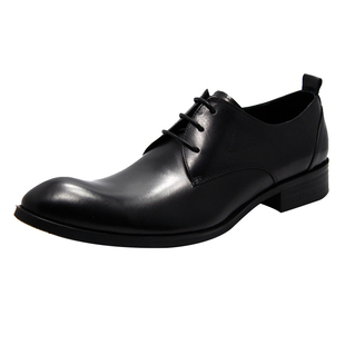 村哥牛皮男鞋秋季尖头皮鞋男英伦真皮商务正装潮流透气男士单鞋子