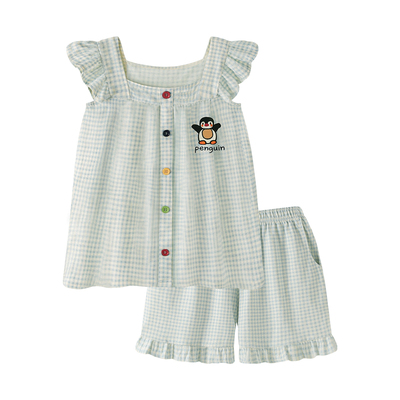 睡衣女夏季薄款短袖家居服套装