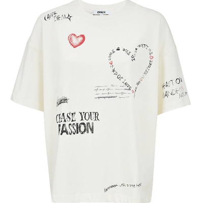 ONLY涂鸦印花宽松落肩T恤