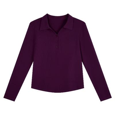 翻领正肩长袖t恤女士打底衫显瘦