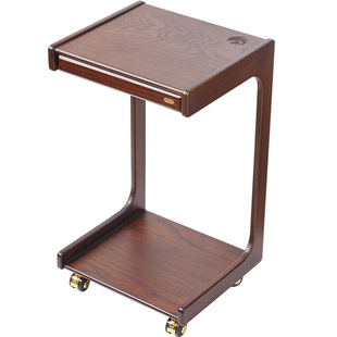 实木可移动沙发边几迷你茶几零食收纳架家用C型电脑桌床边小推车