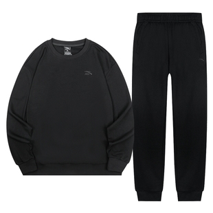 安踏加绒加厚运动套装女冬季宽松大码卫衣卫裤保暖休闲时尚运动服