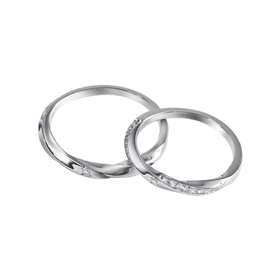 旦早情侣纯银轻奢镶钻对戒