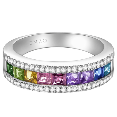 ENZO18K金多彩宝石钻石戒指