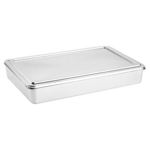 提拉米苏托盘304不锈钢长方形方盘网红蛋糕带盖深盘冰粉寿司盒子