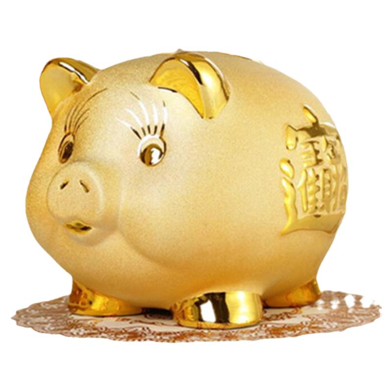 纯金色猪摆件高档家居饰品玄关招储蓄罐