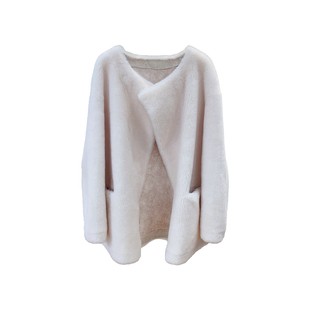 羊羔毛2025冬装新款中长款圆领韩版羊剪绒皮毛一体上衣皮草外套女