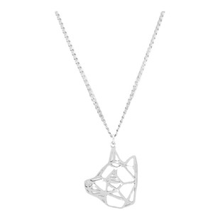 钛钢线条狼狗项链吊坠原创设计嘻哈冷淡风蹦迪小众卫衣链潮酷男女