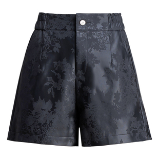 高级感提花皮短裤女秋冬新款阔腿裤高腰宽松百搭显瘦a字外穿靴裤