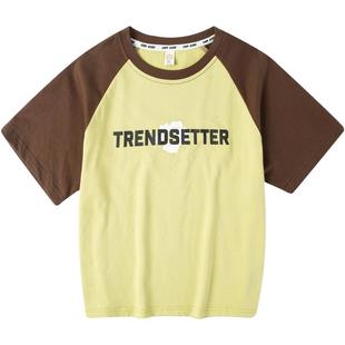 小象汉姆童装男童短袖T恤拼接款儿童纯棉体恤衫半袖2026夏装新款