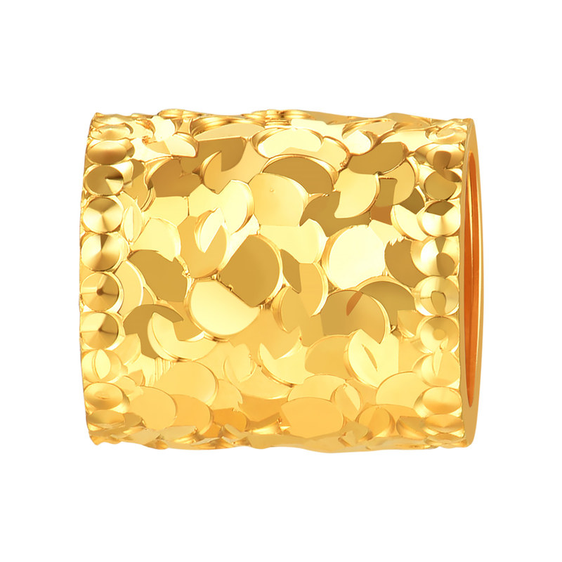 明牌珠宝碎金筒5G黄金吊坠 足金碎碎金路路通转运珠串珠AFE0089