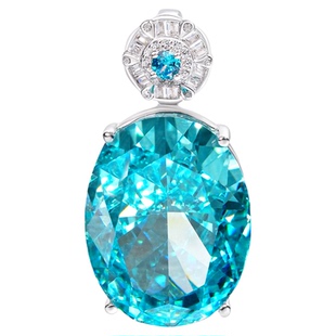 VISING珠宝人工帕拉伊巴色35克拉吊坠鸽子蛋项链S925