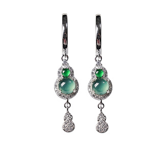 宫里上新翡翠耳环女葫芦耳饰古风耳坠新中式耳钉送妈妈生日礼物