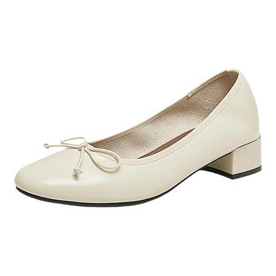 百思图春季商场新款通勤晚晚风温柔鞋粗跟浅口女单鞋A5161AQ5