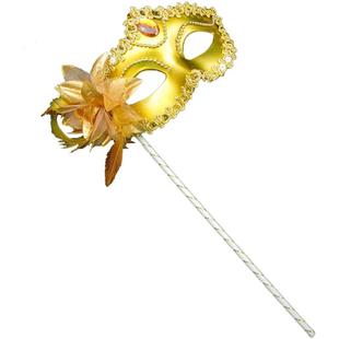 万圣节派对威尼斯公主舞会手持面具半脸女侧花假面化妆舞会道具