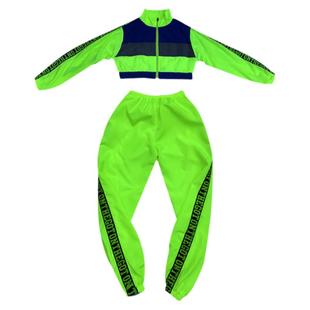 hiphop街舞比赛套装男女团队演出服荧光色帅气爵士舞服装成人冬款