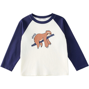 【100%棉】棉花堂男童长袖T恤纯棉儿童打底衫秋装女童抗菌T恤春秋