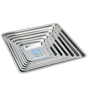 正方形盘子不锈钢加厚铁盘大号豆腐盘烧烤盘花底盘鸟笼托盘烘焙盘