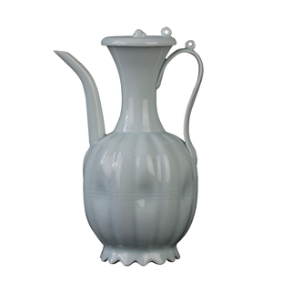 复古宋影青釉小号瓜棱带盖手执壶宋代点茶茶百戏斗茶比赛培训茶壶