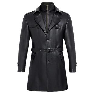 海宁真皮皮衣男士中长款羊皮大衣海宁秋冬新款款西装领风衣皮夹克