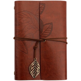 复古风牛皮纸记事本绑带活页日记本拆卸笔记本子一叶知秋随身手账定制刻字送老师伴手礼生日礼物教师节情人节